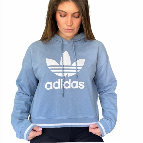 adidas Tops - Adidas Active Icons Cropped Slate Blue Hoodie